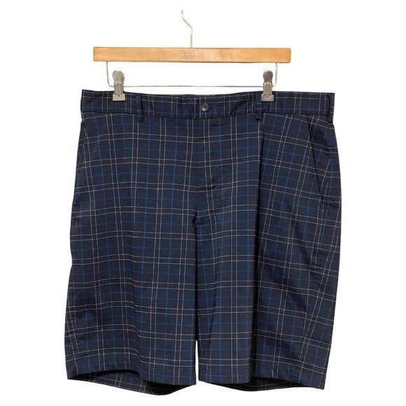 Pebble Beach Blue Striped Plaid Shorts Men's Size 36 Flat Front Summer Beach Fun - Picture 1 of 15